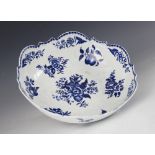 A Worcester blue and white junket or salad bowl, late 18th century circa 1770, the bowl with