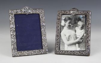 A Victorian silver mounted photograph frame, Henry Matthews, Birmingham 1899, of rectangular form,