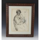 English school (20th century), Study of a mother and child, Charcoal on paper, Initialled "RJB"