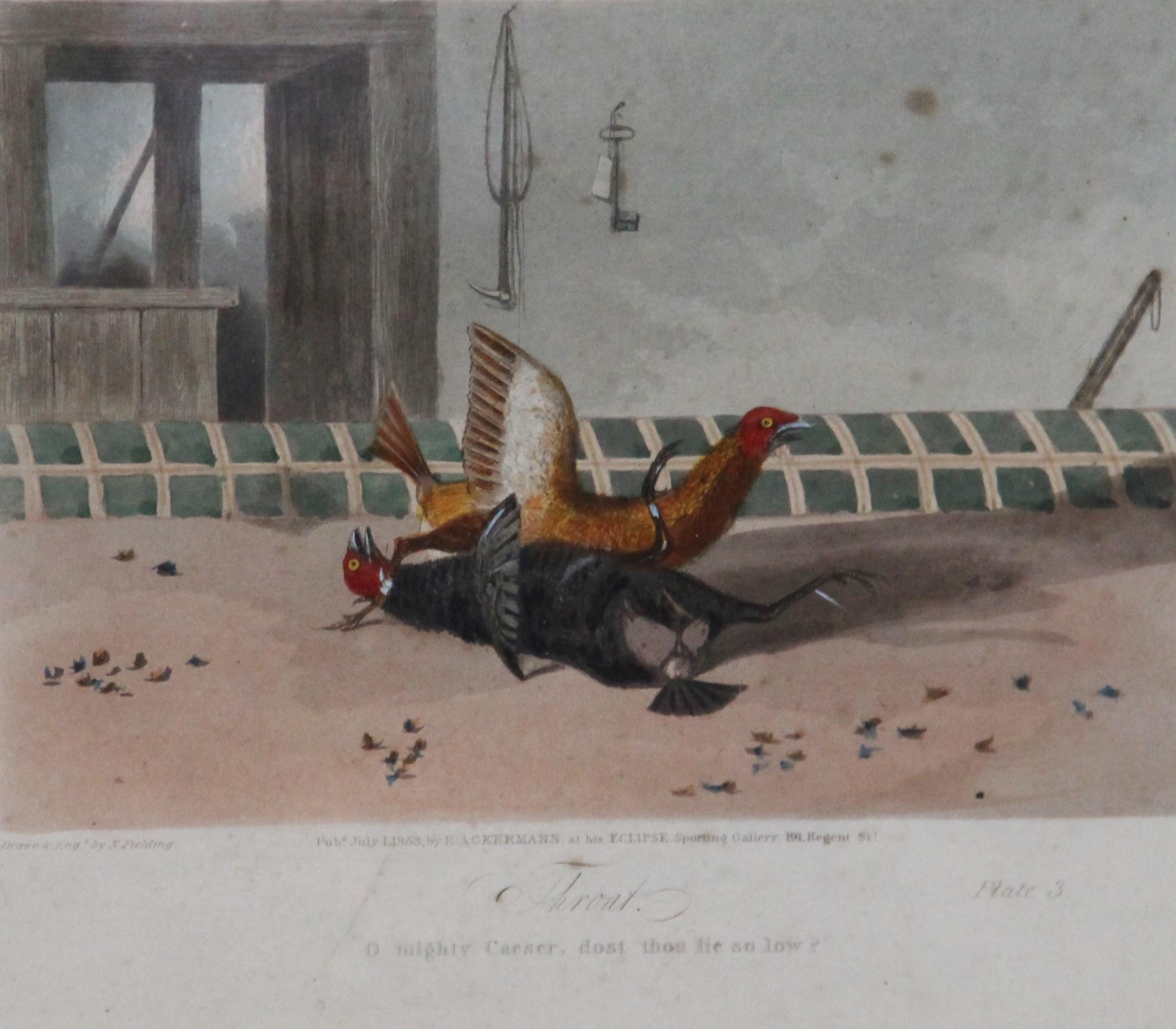 After Newton Fielding (British, 1799-1856), Six cock fighting scenes comprising: "Set Too", "Fight", - Image 5 of 8
