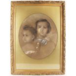 Attributed to Charles Allen Duval (British, 1808-1872), Portrait of a brother and sister, Pencil and