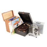 A vintage Columbia Viva-tonal Grafonola wind-up travelling gramaphone, 28cm W x 39.5cm D x 16.5cm H,