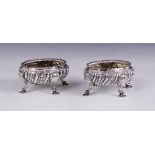A matched pair of Victorian silver salts, one marked for Daniel & Charles Houle, London 1857, the