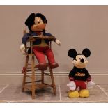 A Mickey mouse doll by Applause, late 20th century, modelled wearing a blue coat and red trousers,