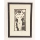 Manner of Francisco Bores (1898-1972), Study of a female nude, Charcoal on paper, Signed "Bores"