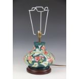 A Moorcroft table lamp, late 20th century, of squat baluster form decorated in the "Leicester"
