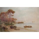 Walter Stuart Lloyd (British, 1845-1929), Fishing boats on a beach, Watercolour on paper, Signed