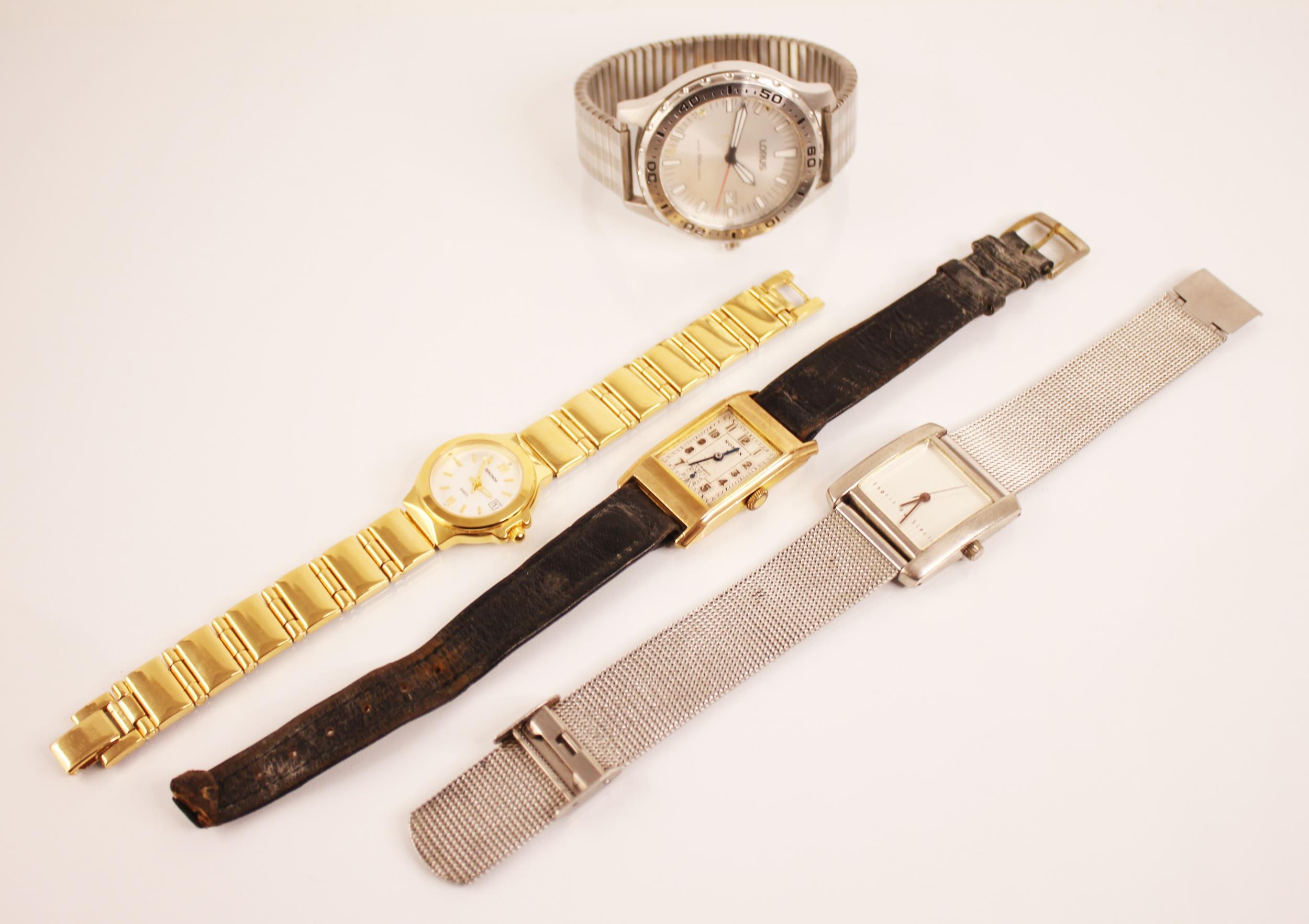 A gentleman's vintage Horex 9ct gold wristwatch, the rectangular dial with Arabic numerals and