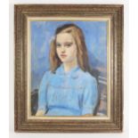 Attributed to Philip Naviasky (Northern School, 1894-1983), Portrait of a young girl in blue