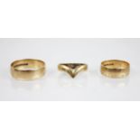 A 9ct gold wedding band, of plain polished form, marks for 'WG&S', Birmingham 1966, size T ½,