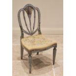 A George III painted dining chair in the manner of George Seddon, overall painted in powder blue