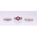 A 9ct gold acrostic ring, comprising seven round mixed cut gemstones spelling 'Dearest' (diamond,