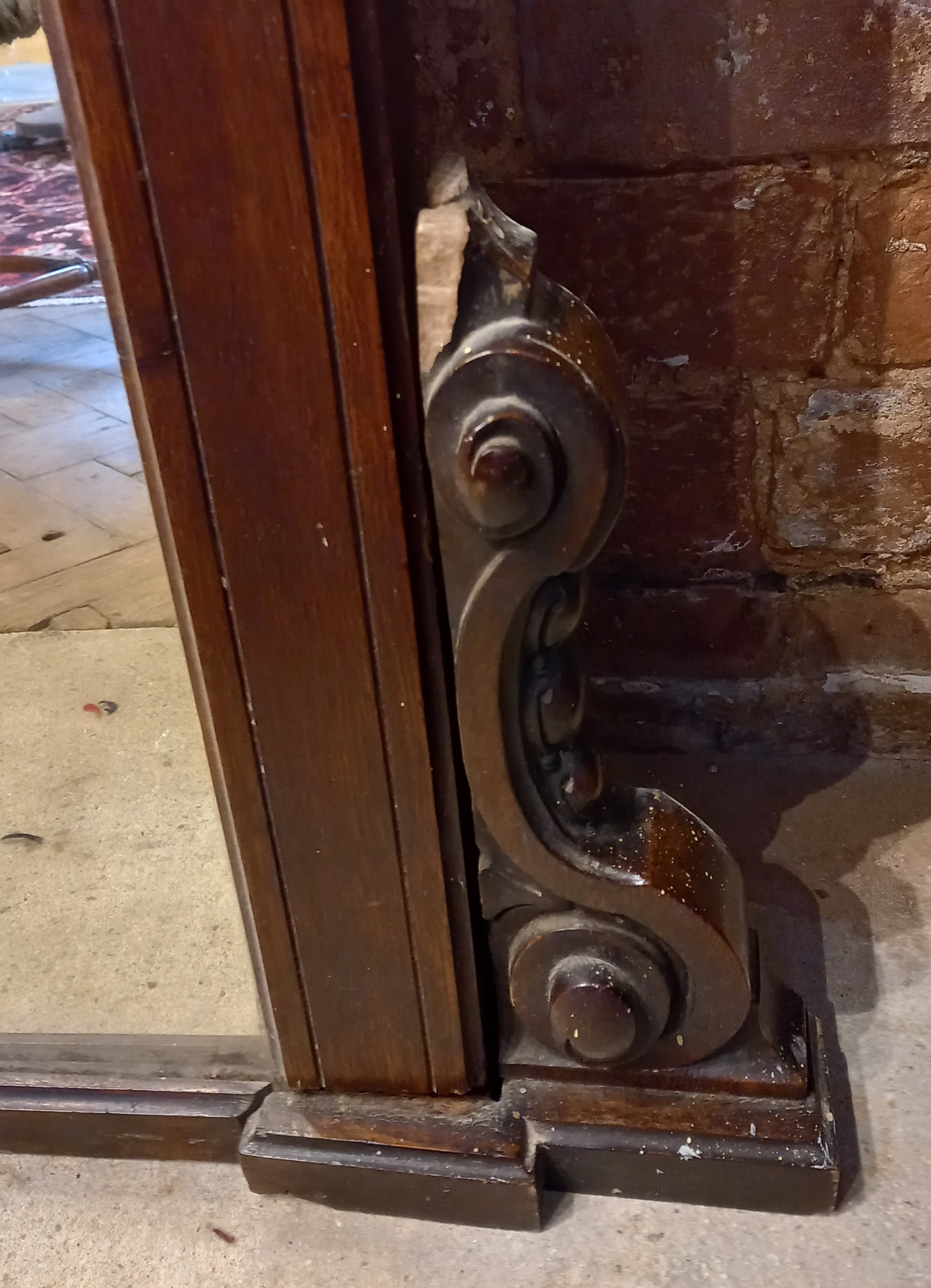 A large Victorian walnut framed over mantel mirror, of break arch form, with lunette moulded finials - Image 8 of 12