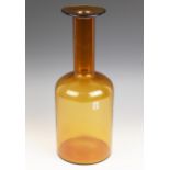 A Holme Gaard gul vase in amber glass, mid 20th century, of typical mallet form with wide