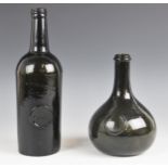 A late 18th century sealed wine bottle, of mallet form and of dark olive tint, seal titled 'J.L.