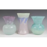 Three Vasart glass vases, to include two examples with a spherical body and flared neck, 16.5cm high