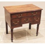 A George III and later mahogany low boy/side table, the rectangular moulded top above an arrangement
