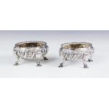 A matched pair of Victorian silver salts, one marked for Daniel & Charles Houle, London 1857, the