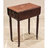 A 19th century mahogany drop leaf work table, the rectangular top with a moulded edge over two
