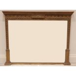 A 19th century giltwood and gesso Adam style over mantel mirror, the moulded cornice with egg and