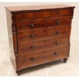 A Victorian mahogany chest of drawers, the rectangular top above a cross banded secret frieze