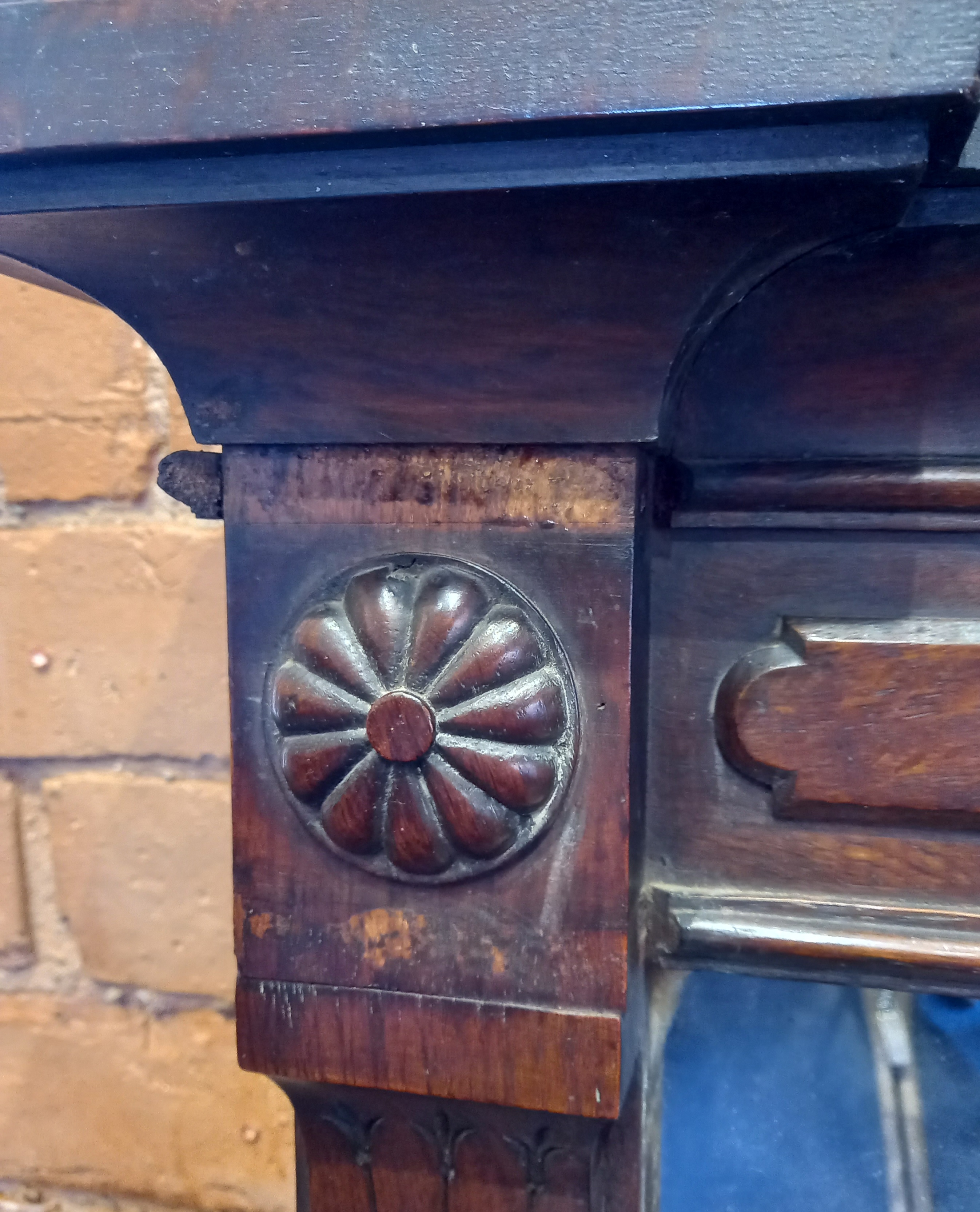 A large Victorian walnut framed over mantel mirror, of break arch form, with lunette moulded finials - Image 2 of 12