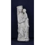 SCULTURA MADONNA CON BAMBINO IN MAIOLICA BIANCA