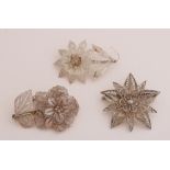 3 Silver brooches filigree