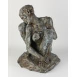 Bronze sculpture after A. Rodin, Kneeling naked woman