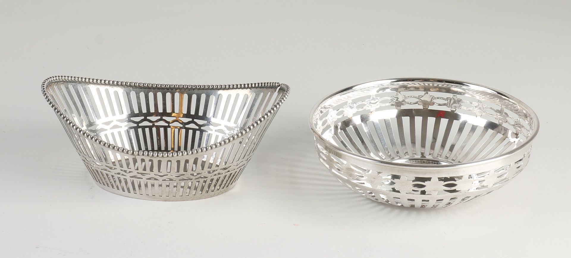 Two silver candy baskets