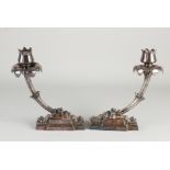 Two Art Nouevau candlesticks, H 20 cm.