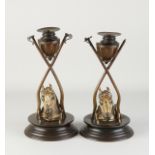 Two antique Viennese candlesticks, H 24 cm.