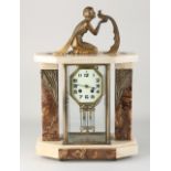 French glass mantel clock, 1920