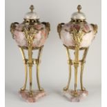 Two French cassolettes, H 52 cm.