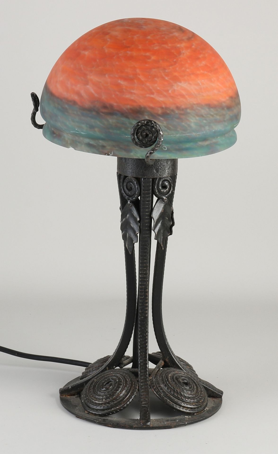 Wrought iron lamp base, H 41 cm.