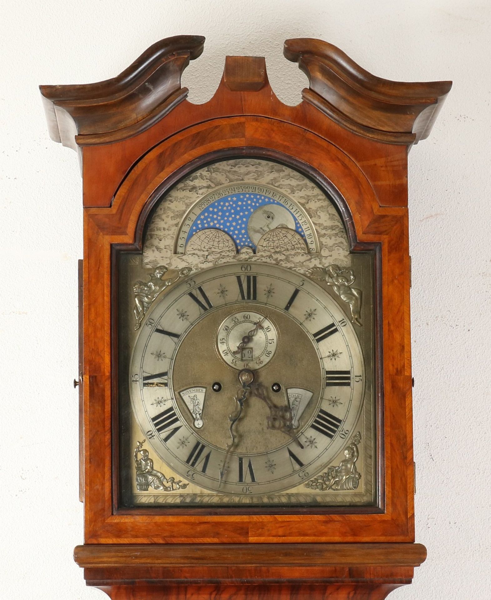 18th century Dutch grandfather clock, H 245 cm. - Image 2 of 3