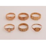 6 Gold Band Rings