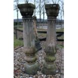 Two 17th - 18th century Corinthian columns, H 180 cm.