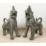 Two bronze Foo dogs