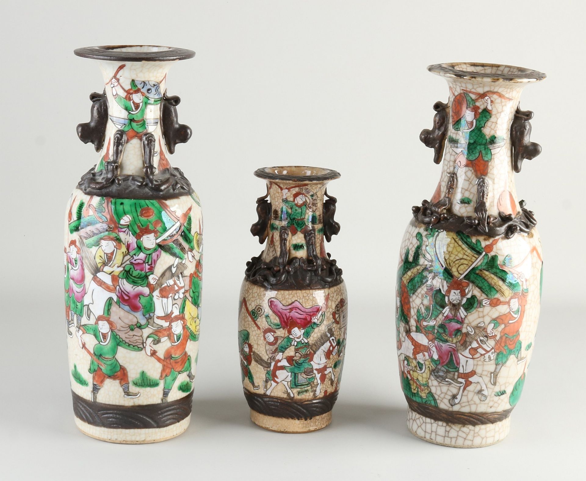 Three antique Chinese Cantonese vases