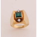 Gold ring with tourmaline and diamond.