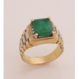 Vintage gold men's ring with emerald.