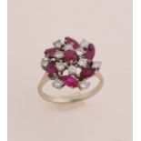 White gold ring with ruby ??and diamond