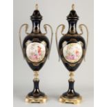 Two French Sevres style vases, H 58 cm.