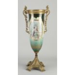French vase with brass, H 46 cm.