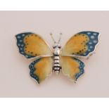 Silver butterfly brooch with enamel