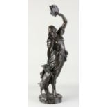 Antique bronze figure, Woman with goat