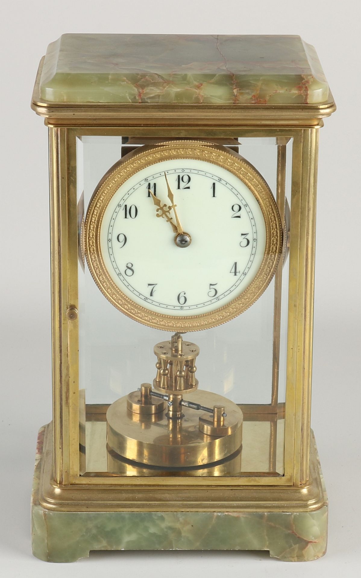French glass mantel clock, 1900