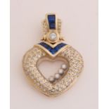 Gold heart pendant with sapphire and diamond