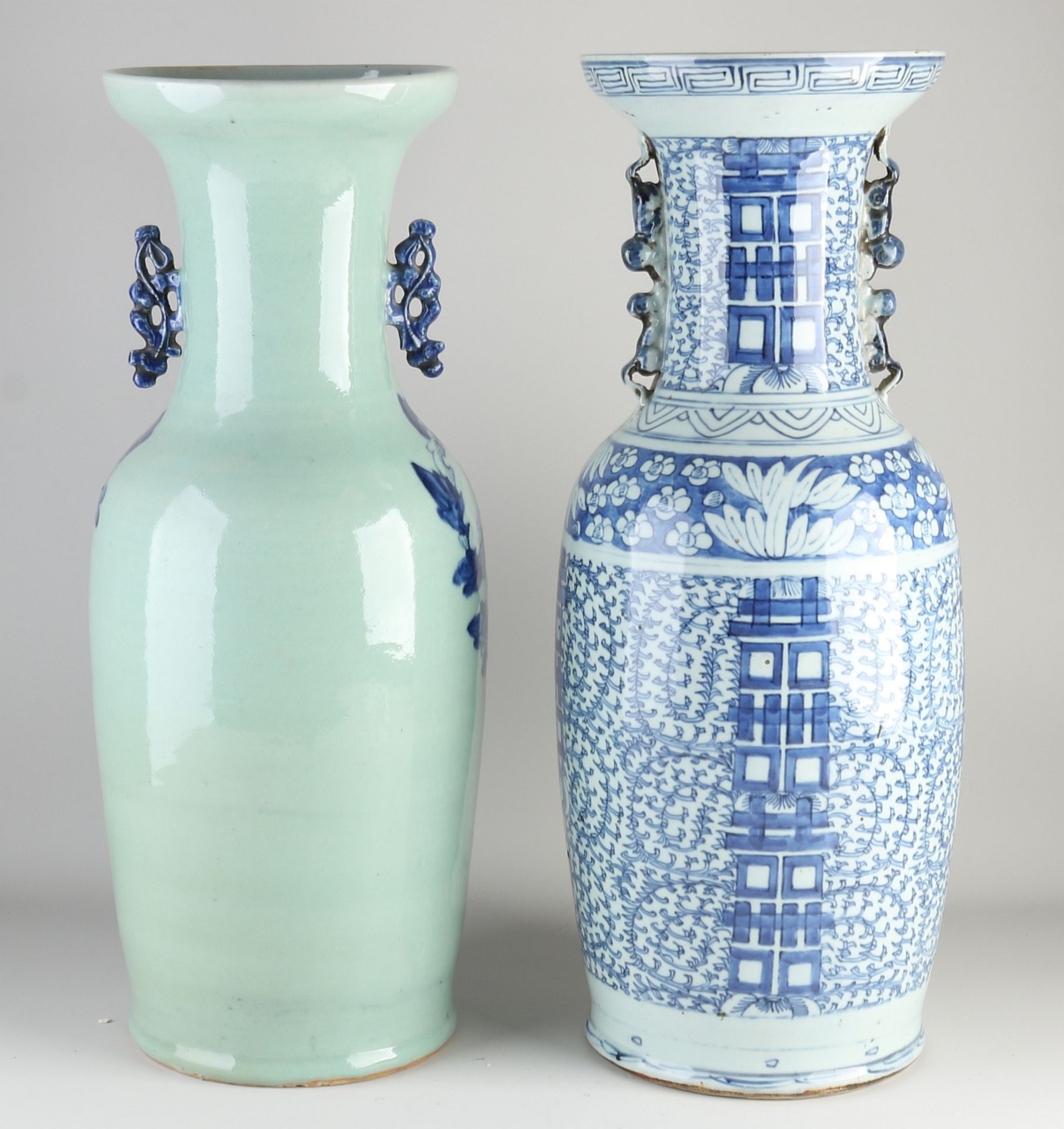 Two Chinese vases, H 58-59 cm. - Image 2 of 3